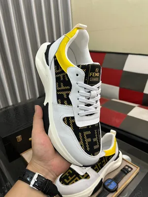 フェンディ スニーカー FFジャカード柄 スニーカー ブラック＆イエロー（FENDI 170）