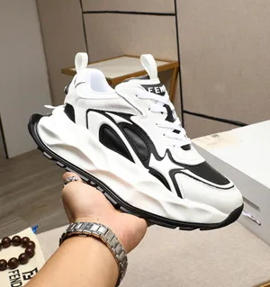 25ss 新作 フェンディ フローシリーズ スニーカー ブラック＆ホワイト レザー カジュアル ランニングシューズ（FENDI 9）