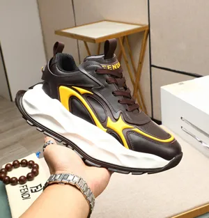 25ss 新作 FENDI Flow シリーズ スニーカー ダークブラウンレザー カジュアル ランニングシューズ（FENDI 8）