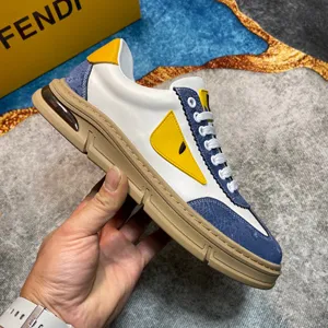 フェンディ メンズ カジュアルシューズ ローカット レースアップ カジュアルシューズ ブルー＆ホワイト（FENDI 65）
