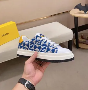 フェンディ メンズ カジュアルシューズ ローカット レースアップ キャンバスシューズ ブルー、ブラック 2色（FENDI 122）