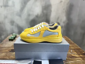 プラダ アメリカズカップ コレクション ヌバックメッシュ カジュアルスニーカー イエロー（Prada 14）