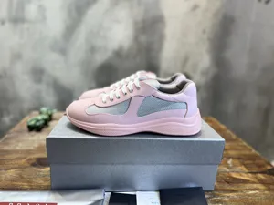 プラダ アメリカズカップ コレクション ヌバックメッシュ カジュアルスニーカー ピンク（Prada 11）