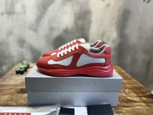 プラダ アメリカズカップ コレクション ヌバックメッシュ カジュアルスニーカー レッド（Prada 8）