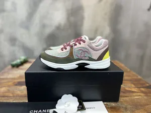 CHANEL シャネル 22K カーキ ツイード パネル カジュアル スニーカー (G39597)