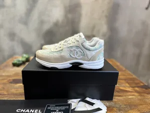 CHANEL シャネル 23S 春夏 新作 ティール ダイヤモンド柄 ウール カラーブロック カジュアル スニーカー（G38299 Y56627 K6021）
