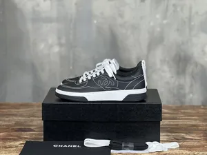 CHANEL シャネル 25C リゾートコレクション ブラック カーフスキン グラフィティ カジュアル スニーカー/スケートボードシューズ (G46089)