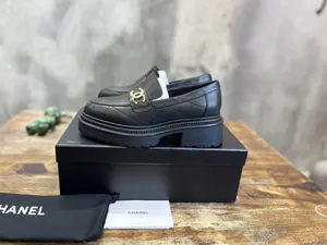 CHANEL シャネル 25SS ブラック カーフスキン プラットフォーム ローファー (G45074-B13329-94305)