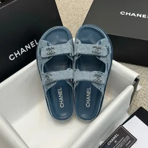 シャネル デニム「CC」ロゴ ミュール レディース スリッパ デニムブルー（G45507 B19741 NAES）