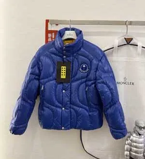 Moncler x Palm Angels ハウナニ コントラストカラー クロップドダウンジャケット (ブルー x イエロー) (J209L1A00015M4441913)