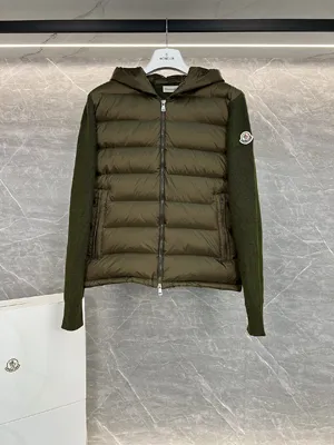 モンクレール メンズ オリーブ フード付きダウンカーディガン (K20919B00006M1131)