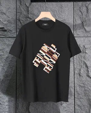 フェンディ ブラック 刺繍 コットン クルーネック 半袖Tシャツ（FY0936AVOJF0UU0）