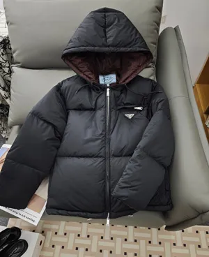 プラダ レディース ブラック フード付き ショート パファージャケット (Prada000014)