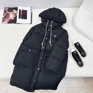 プラダ レディース ブラック フード付き ロング パファージャケット（Prada000005）