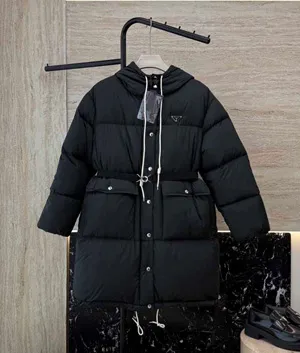 プラダ レディース ブラック フード付き ロングダウンジャケット (Prada000030)