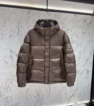 バーバリー チョコレート クロップド フード付き カップルズ ダウンジャケット（Burberry000030）
