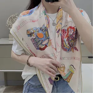 エルメス「シュヴァロスコープ」ピンク シルクスカーフ 90*90（Hermès000149）