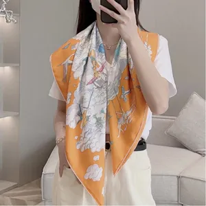 エルメス「シュールモンニュアージュ」オレンジ シルクスカーフ 90*90（Hermès000074）