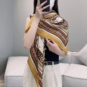 エルメス「セルドゥディグニテールバンダナ」サンドデューン カシミアショール 140*140（Hermès000104）