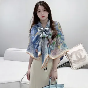 エルメス「自然への回帰」ブルー カシミヤショール 140*140（Hermès000100）