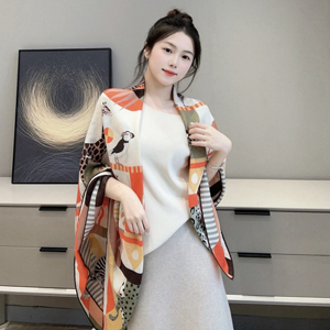 エルメス「カルーセルデュティグルロワイヤル 140」カシミヤショール マルチカラー 136*137 （Hermès000021）