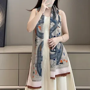 エルメス「アンプリムールフルレクタングル」カシミアマフラー マイラールカラー  63*180（Hermès000014）