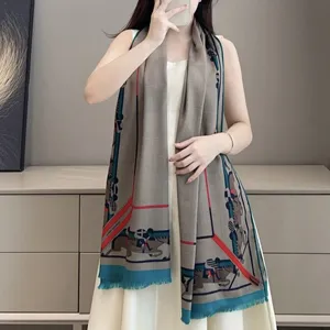 エルメス「スティープルチェイス」エレファントグレー カシミア ロング マフラー 63*180（Hermès000008）