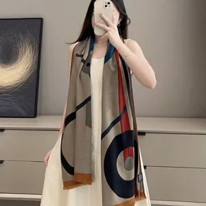 エルメス「トップデパール」エレファントグレー カシミア ロングマフラー 63*180（Hermès000005）