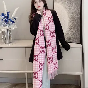 グッチ ピンク GGチェック ウールジャカード ロングマフラー 35*240（Gucci000072）