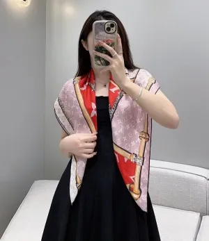 ルイヴィトン「モノグラムコンフィデンシャル スクエア90」シルクスカーフ レッド 90×90cm（M73356）