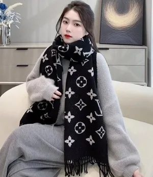 ルイヴィトン「エシャルプデイリー LV」ブラック シルクショール 35×217cm（M76701）
