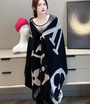 ルイヴィトン「エシャルプジ アルティメット」ブラック シルクショール 70×200cm（M76383）