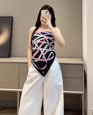 シャネル「リボン ストーリー」ブラック シルクスカーフ 90x90cm（Chanel000026）