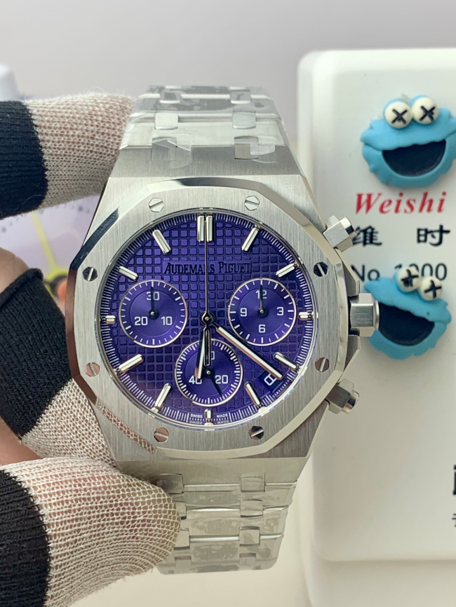 【BLS製 最高峰】オーデマピゲスーパーコピー ロイヤルオーク クロノグラフ 26240 ステンレススチール（パープル文字盤）