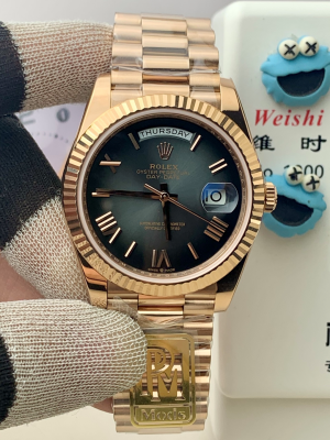 【PPM Mods】ロレックス デイデイト 40mm “チョコレート文字盤?ローマインデックス” 配重設計 Cal.3255搭載モデル m228235-0016