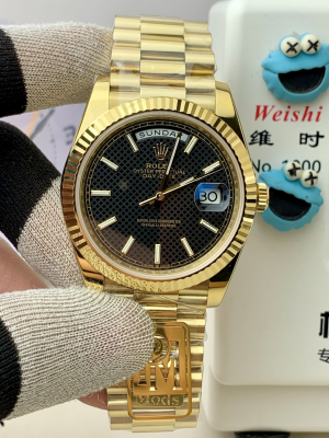 【PPM Mods】ロレックス デイデイト 40mm “ブラックメッシュ文字盤?バトンインデックス” 配重設計 Cal.3255搭載モデル m228238-0057