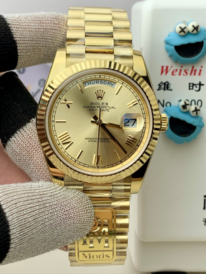 【PPM Mods】ロレックス デイデイト 40mm “ゴールド文字盤?ローマインデックス” 配重設計 Cal.3255搭載モデル m228238-0004