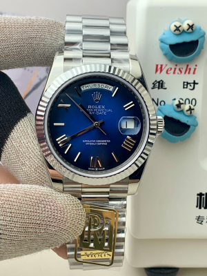 【PPM Mods】ロレックス デイデイト 40mm “ブルー文字盤?ローマインデックス” 配重設計 Cal.3255搭載モデル m228239-0053