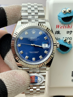【SC FACTORY】ロレックススーパーコピー オイスターパーペチュアル デイトジャスト 41mm “ダイヤモンドインデックス?ブルー文字盤” Cal.3235搭載モデル m126334-0016