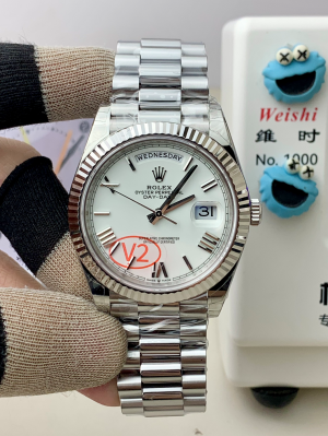 【VS Factory V2】ロレックス デイデイト 40mm m228239-0046“ホワイト文字盤?ローマンインデックス” 182g配重設計 丹東3255ムーブメント搭載モデル
