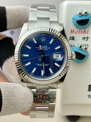 【V Factory】ロレックス デイジャスト 41mm m126334-0024“ブルー?ハニカム文字盤” 丹東3235ムーブメント搭載モデル