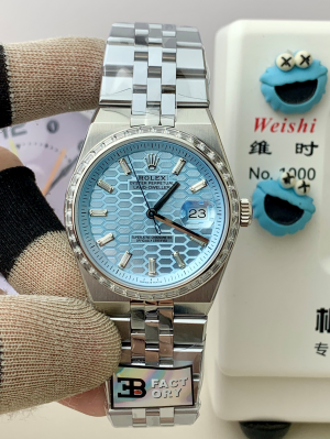 【B Factory】ロレックス オイスターパーペチュアル ランドドゥエラー 40mm m127234-0003“ライトブルーハニカム文字盤?ダイヤモンドベゼル” 配重設計 Cal.7135搭載モデル