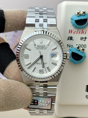 【B Factory】ロレックス オイスターパーペチュアル ランドドゥエラー 40mm m127234-0001“ホワイトハニカム文字盤?フルーテッドベゼル” 配重設計 Cal.7135搭載モデル