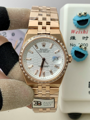 【B Factory】ロレックス オイスターパーペチュアル ランドドゥエラー 40mm m127235-0002“ホワイトハニカム文字盤?ダイヤモンドベゼル” 配重設計 Cal.7135搭載モデル