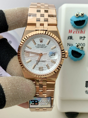 【B Factory】ロレックス オイスターパーペチュアル ランドドゥエラー 40mm m127235-0001“ホワイトハニカム文字盤?フルーテッドベゼル” 配重設計 Cal.7135搭載モデル