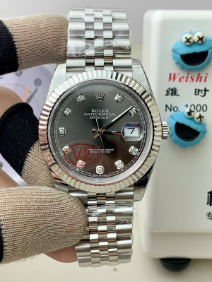 【VS Factory V2】ロレックス デイトジャスト 41mm m126334-0016“グレー文字盤?ダイヤモンドインデックス” 丹東3235ムーブメント搭載モデル