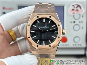 PPM製 オーデマ?ピゲ ロイヤルオークRef. 15500OR（ローズゴールドケース＋ブラック文字盤＋ステンレススチールブレスレット）シリーズ「プレミアムウェイト版」