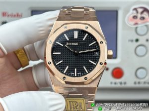 PPM製 オーデマ?ピゲ ロイヤルオーク Ref. 15510OR（ローズゴールドケース＋ブラック文字盤＋ステンレススチールブレスレット）シリーズ「プレミアムウェイト版」