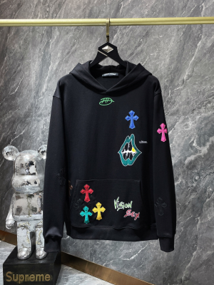 Chrome Hearts (クロムハーツ) 2025AW 新作 秋冬 カラフルクロス レザーパッチワーク サンスクリット ハンドペイント フーディー