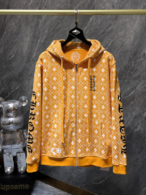 Chrome Hearts (クロムハーツ) 2025AW 新作 秋冬 ホースシュー＆クロス モチーフ ジャガード風 フルジップフーディー
